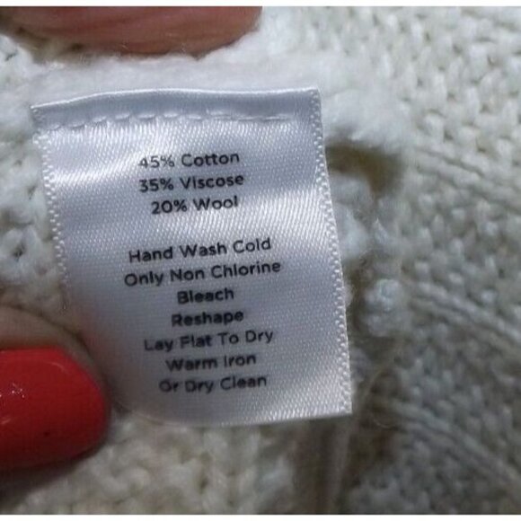 Talbots Large Cream Cowl Neck Cardigan Sweater Wool Blend Missing Inside Button - Picture 5 of 7